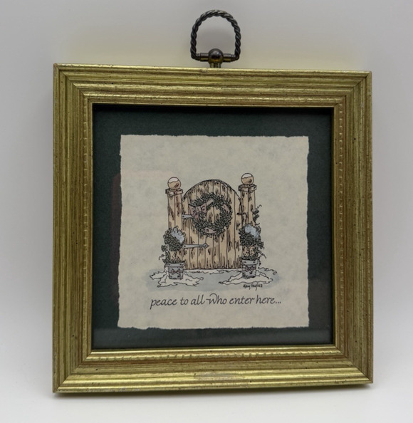 Mary Hughes Other - Vintage Holiday Cottage Wall Art "Peace to All Who Enter Here" Framed Art Print
